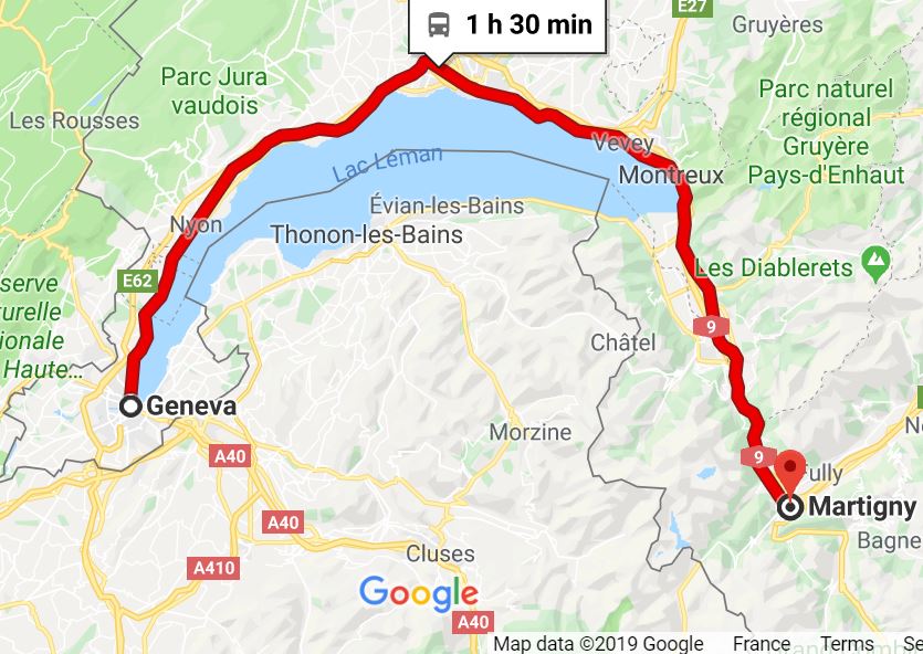From Geneva, Switzerland by train